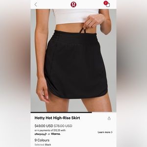 Large Lululemon Hotty Hot Black Skort